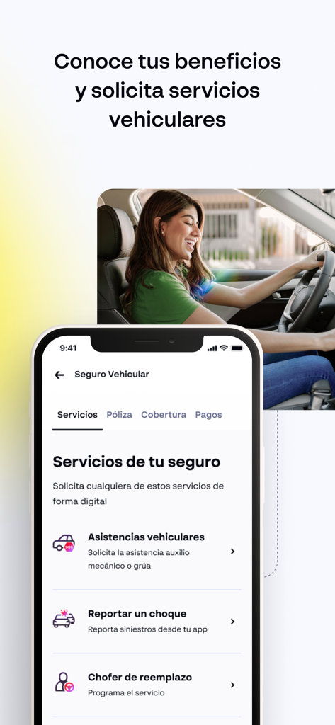 App RIMAC - RIMAC app interface for managing vehicle insurance and roadside assistance