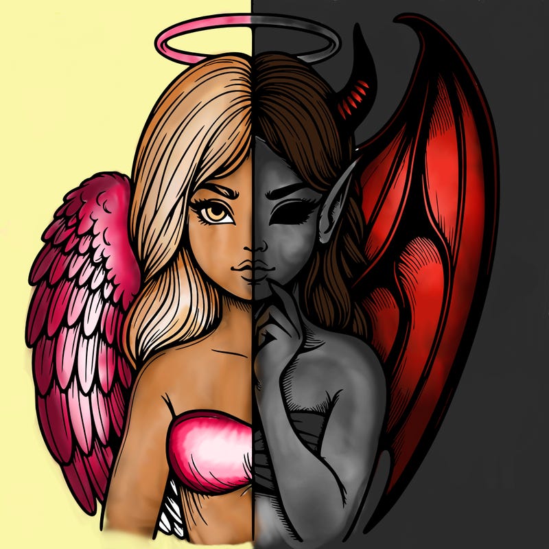 realistic angel half demon