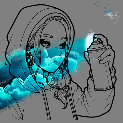 a realistic girl, spray painting