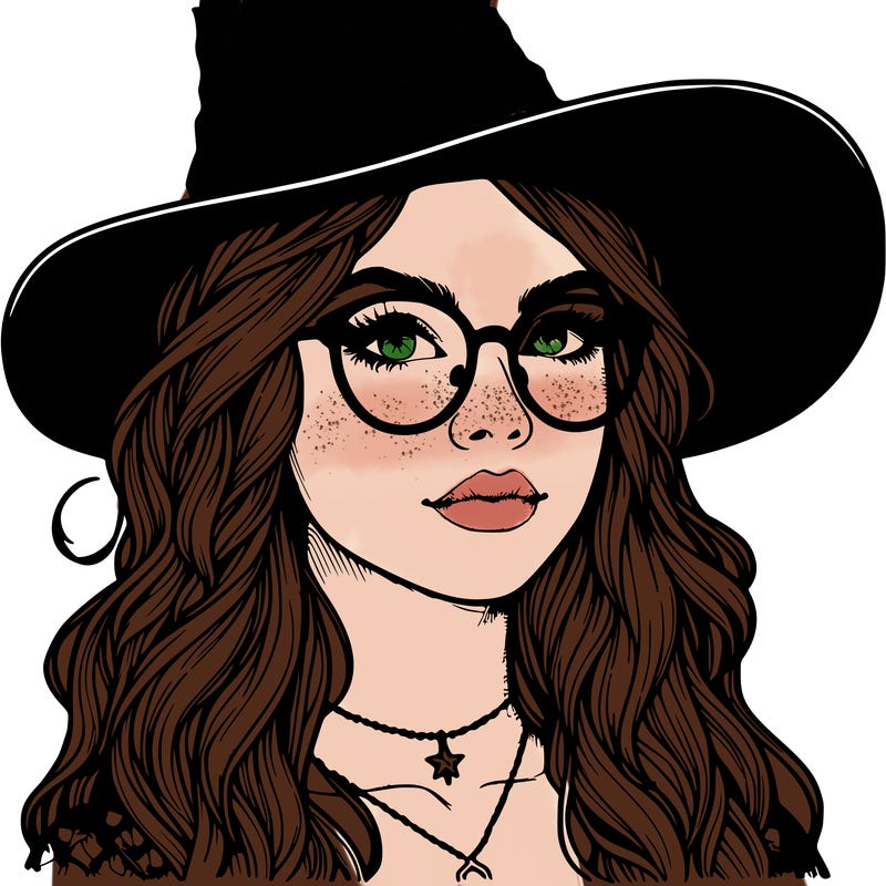 a witch with glasses realistic
