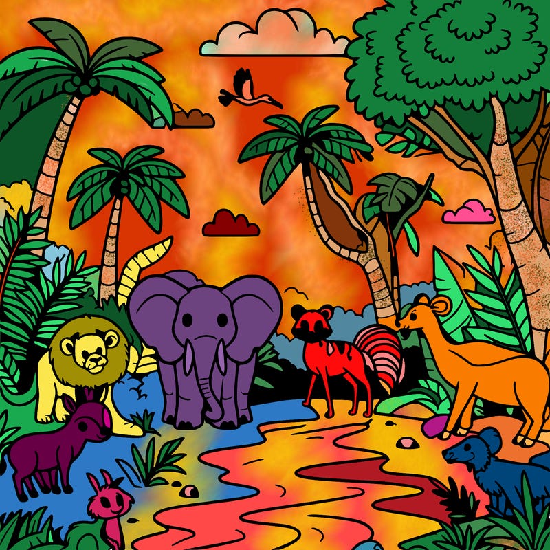 jungle with jungle animals