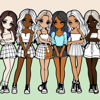 a group of girls realistic