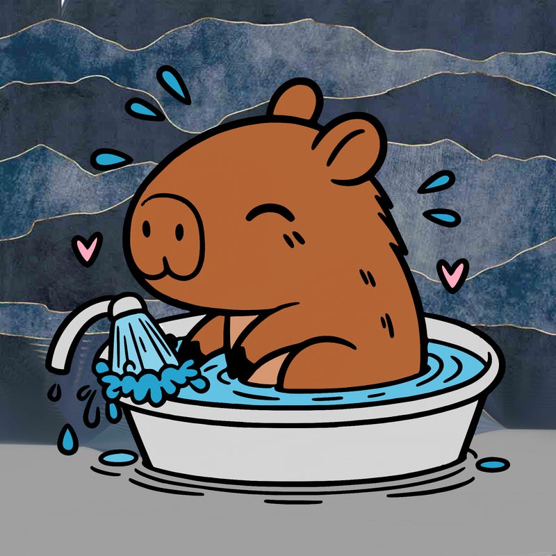 capybara taking a bath