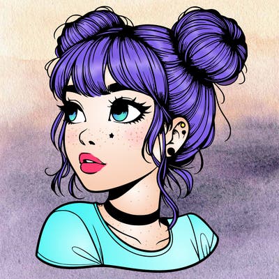 realistic girl with spacebuns