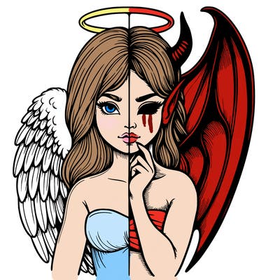 realistic angel half demon