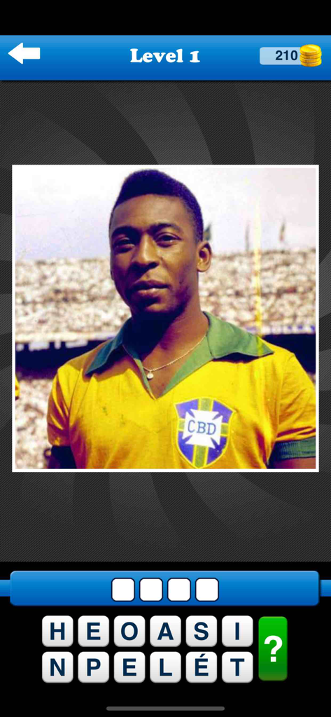 Whos the Legend? Football Quiz - レベル1のペレの写真が掲載されたサッカー雑学ゲームのスクリーンショット