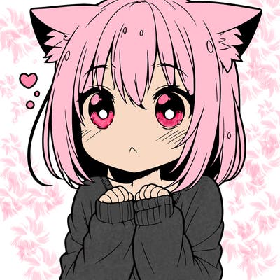 shy anime catgirl