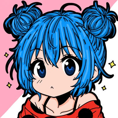 a manga girl with messy small buns