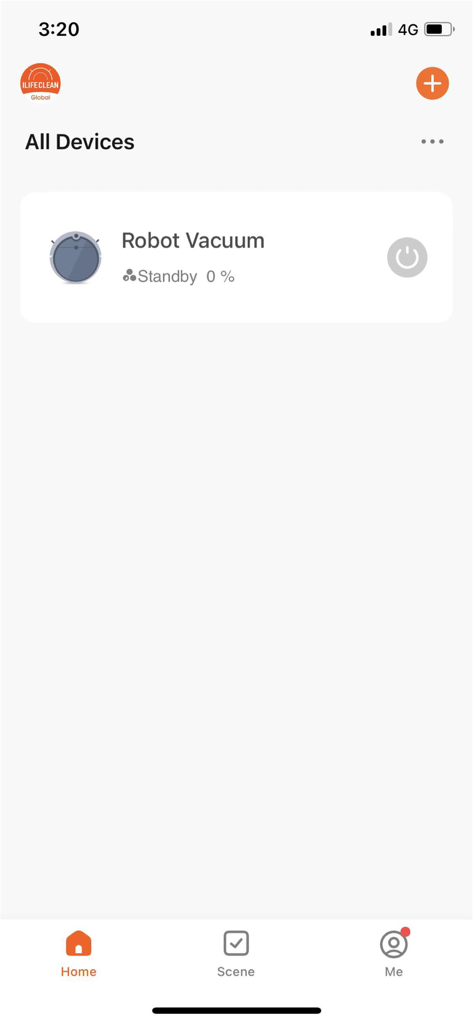 ILIFE Clean - ILIFE Clean app home screen displaying a robot vacuum in standby mode