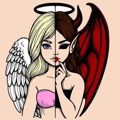 realistic angel half demon