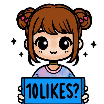 cute girl that is holding a sign that says 10 likes?