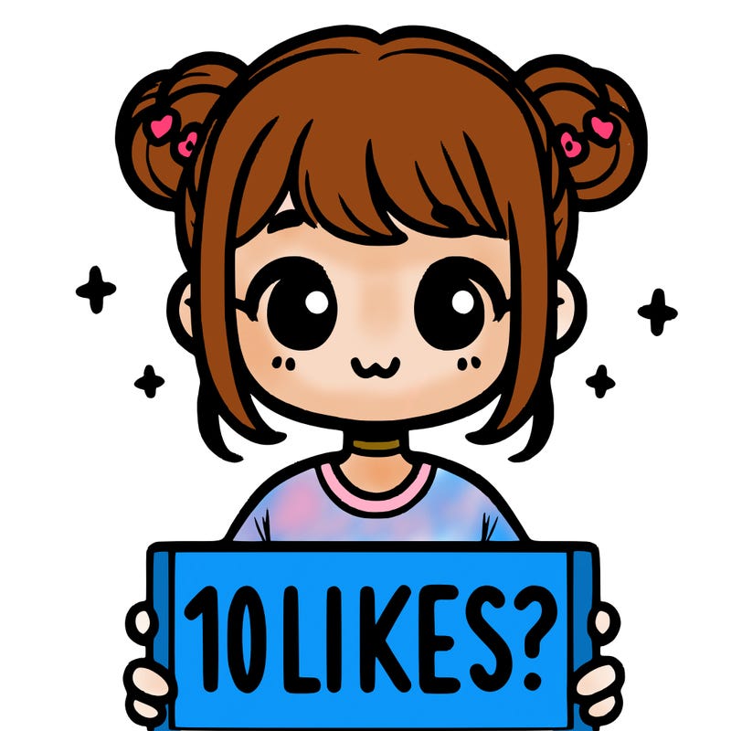 cute girl that is holding a sign that says 10 likes?