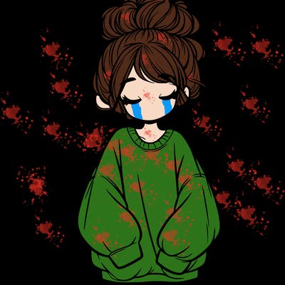 girl with baggy sweatshirt and messy bun