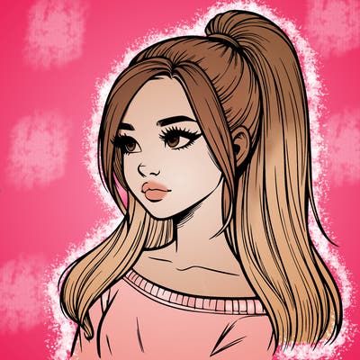 realistic girl with a high ponytail