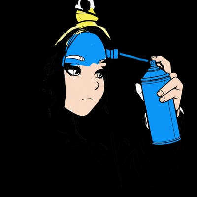 a realistic girl, spray painting