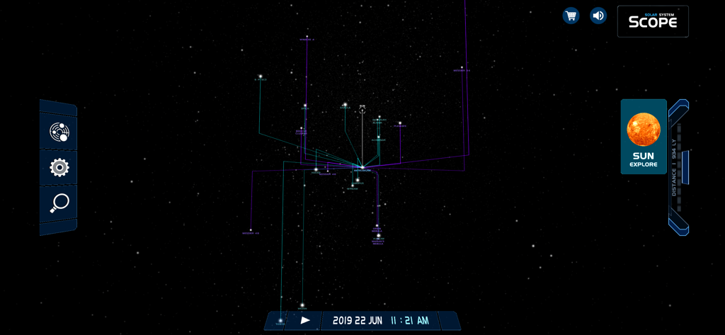3D visualization of stars and constellations in the Solar System Scope app