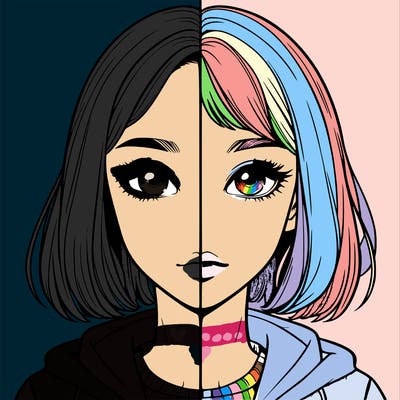 split realistic girl