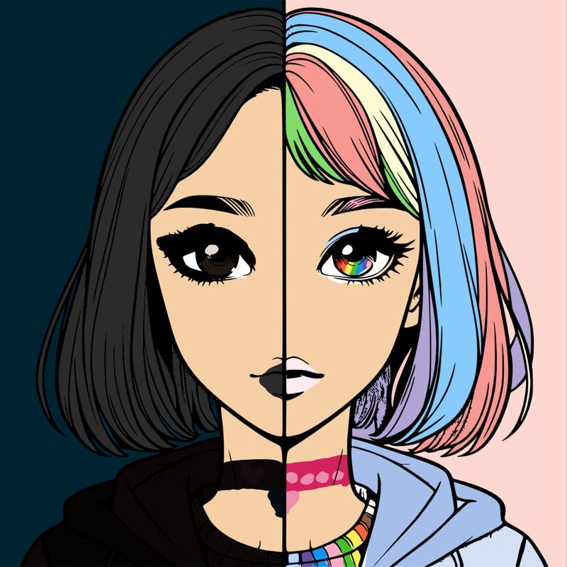 split realistic girl