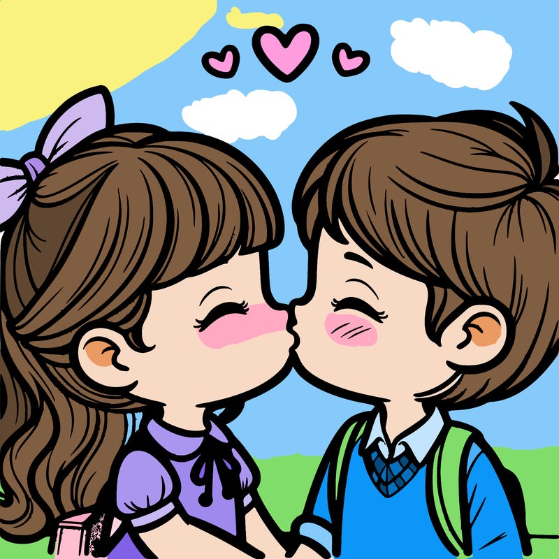 boy and girl kissing