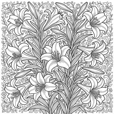Delight in the beauty of spring with this stunning Easter Lilies coloring page, crafted especially for creative teens. Explore intricate botanical details and bring these symbolic blooms to life with your unique color palette.