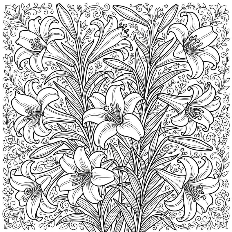 Delight in the beauty of spring with this stunning Easter Lilies coloring page, crafted especially for creative teens. Explore intricate botanical details and bring these symbolic blooms to life with your unique color palette.