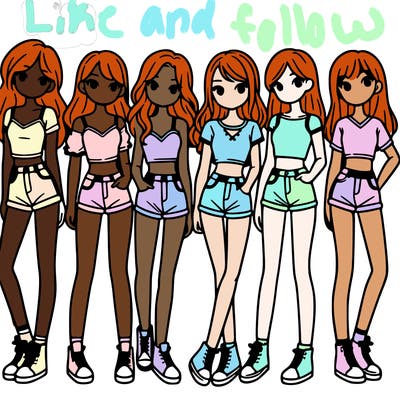 a group of girls wearing crop tops and shorts
