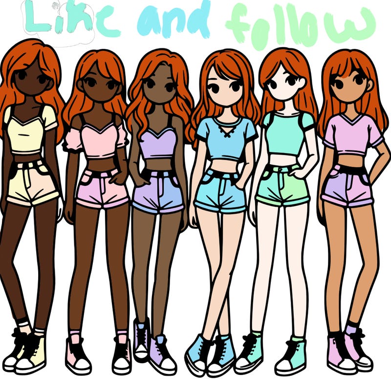a group of girls wearing crop tops and shorts