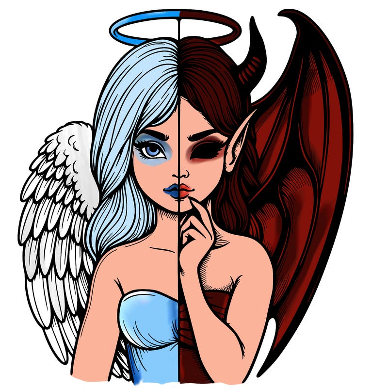 realistic angel half demon