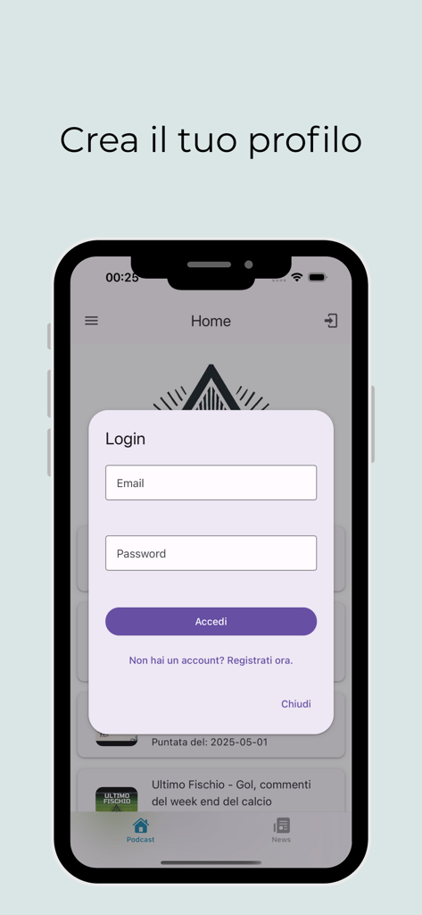 Pantalla de inicio de sesión de la aplicación deportiva PlayGo con campos de entrada de correo electrónico y contraseña.