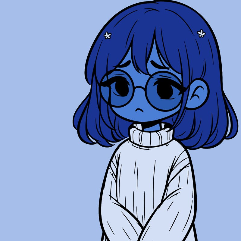 sad girl with glasses in a sweater