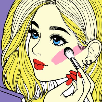 a realistic girl doing her makeup