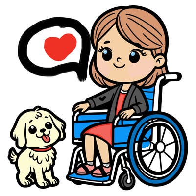 woman in wheelchair with small dog