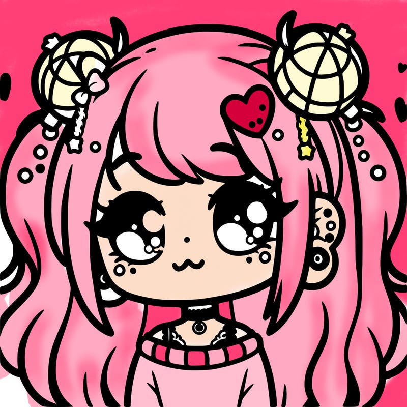 cute kawaii girl with piercings and pretty hair
