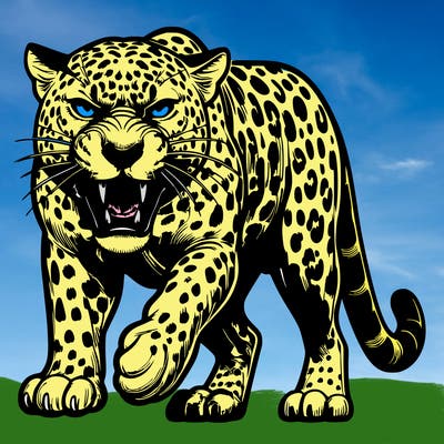 a realistic growling leopard