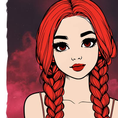 realistic girl with braids