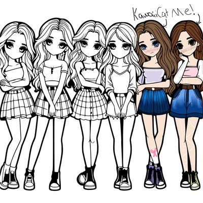 a group of girls realistic