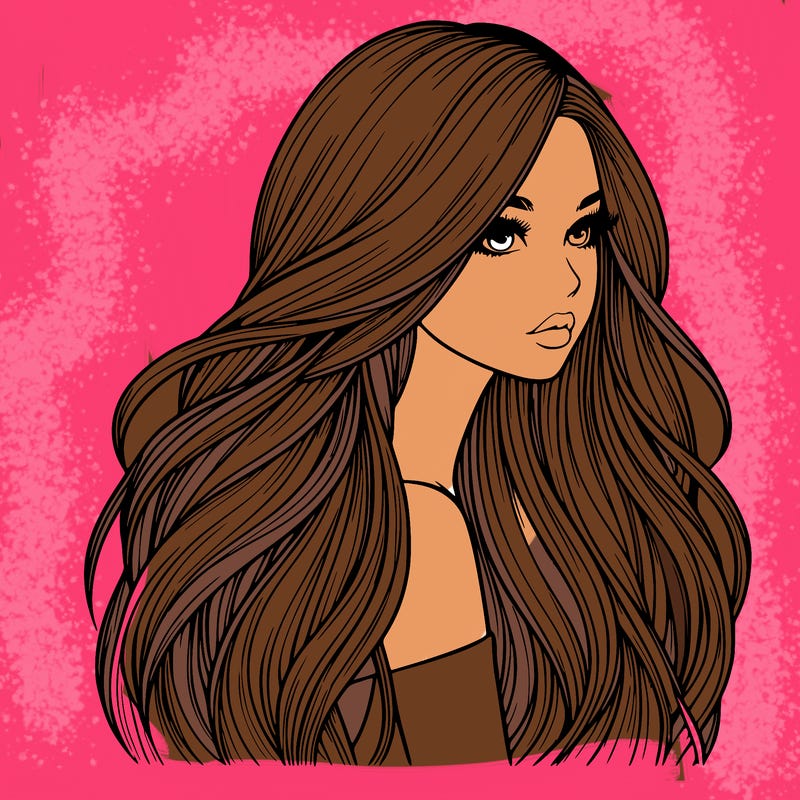 realistic girl with long realistic hair