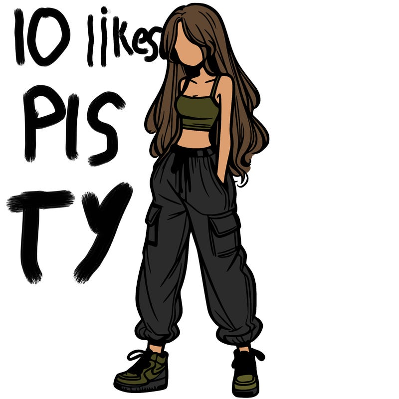 girl in baggy pants crop top and long hair