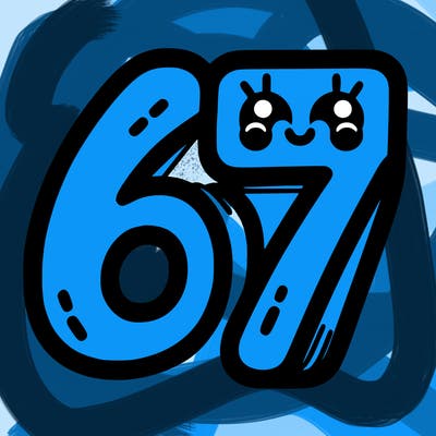 the numbers 67
