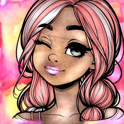 realistic girl with squinted eyes