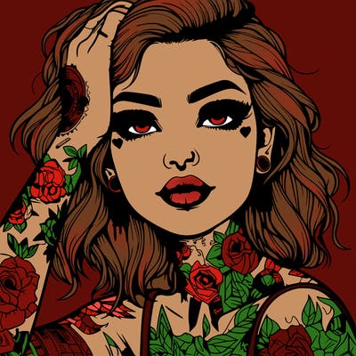 realistic girl with tattoos all over