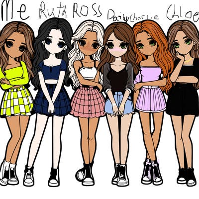 a group of girls realistic