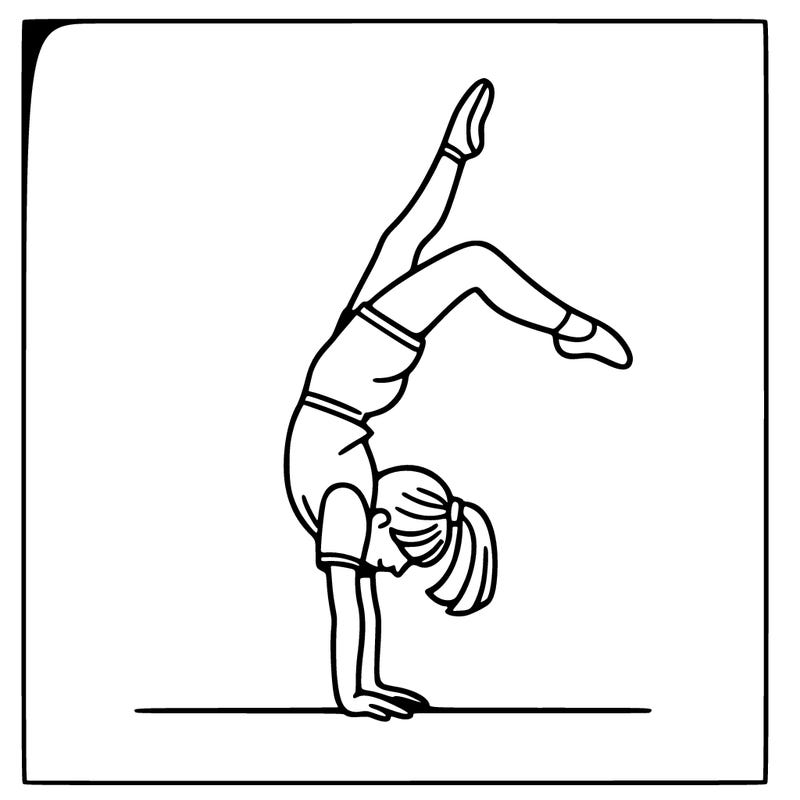 gymnastics doing a handstand also a girl