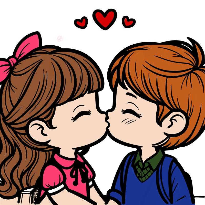 boy and girl kissing