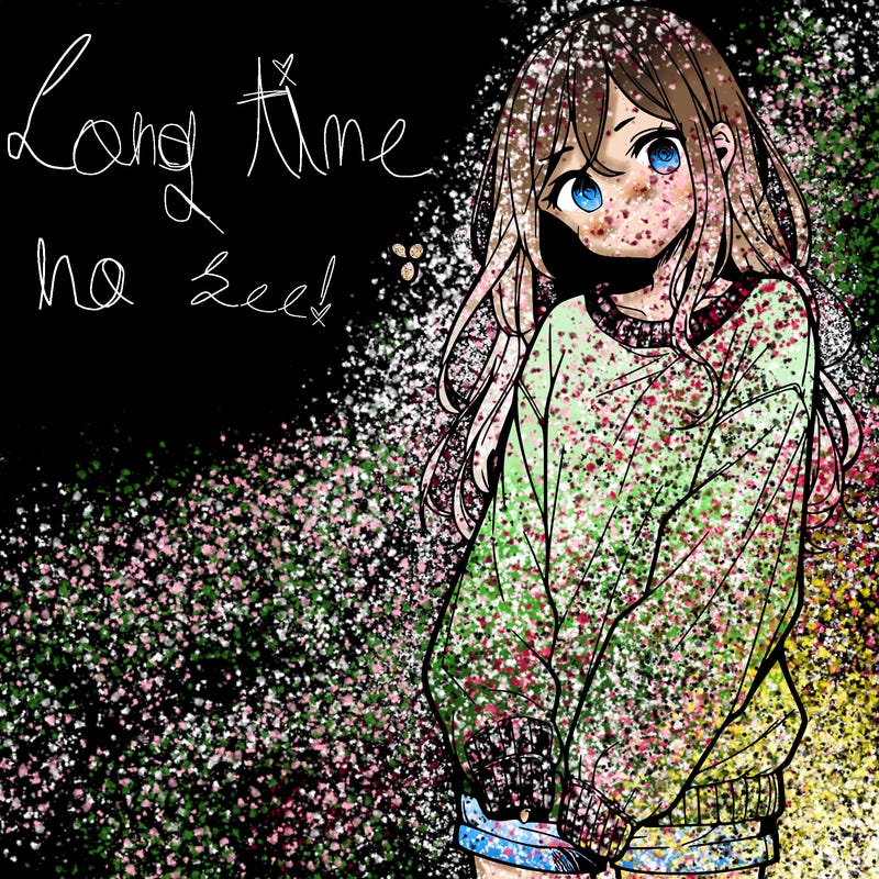 manga teen girl  in a sweater and baggy pants