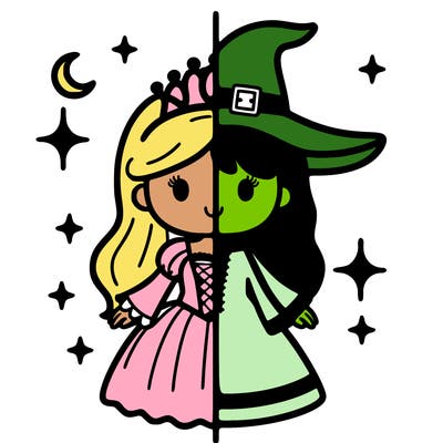 split princess and witch