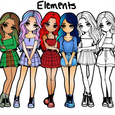 a group of girls realistic