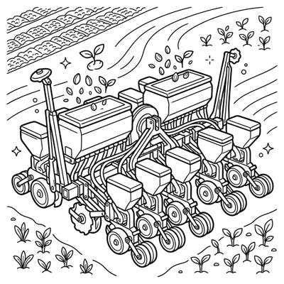 Discover the fascinating design of a farm seeder and planter with this engaging coloring page. It's a perfect way to explore agricultural machinery and the journey of planting.
