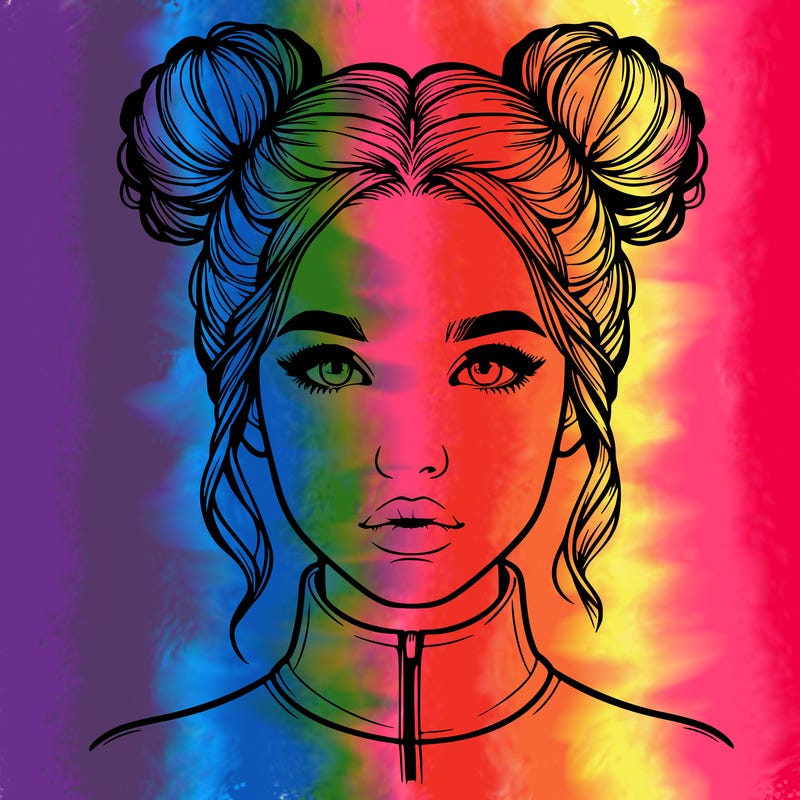 realistic woman that has space buns
