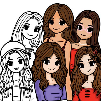 a group of five girls friends